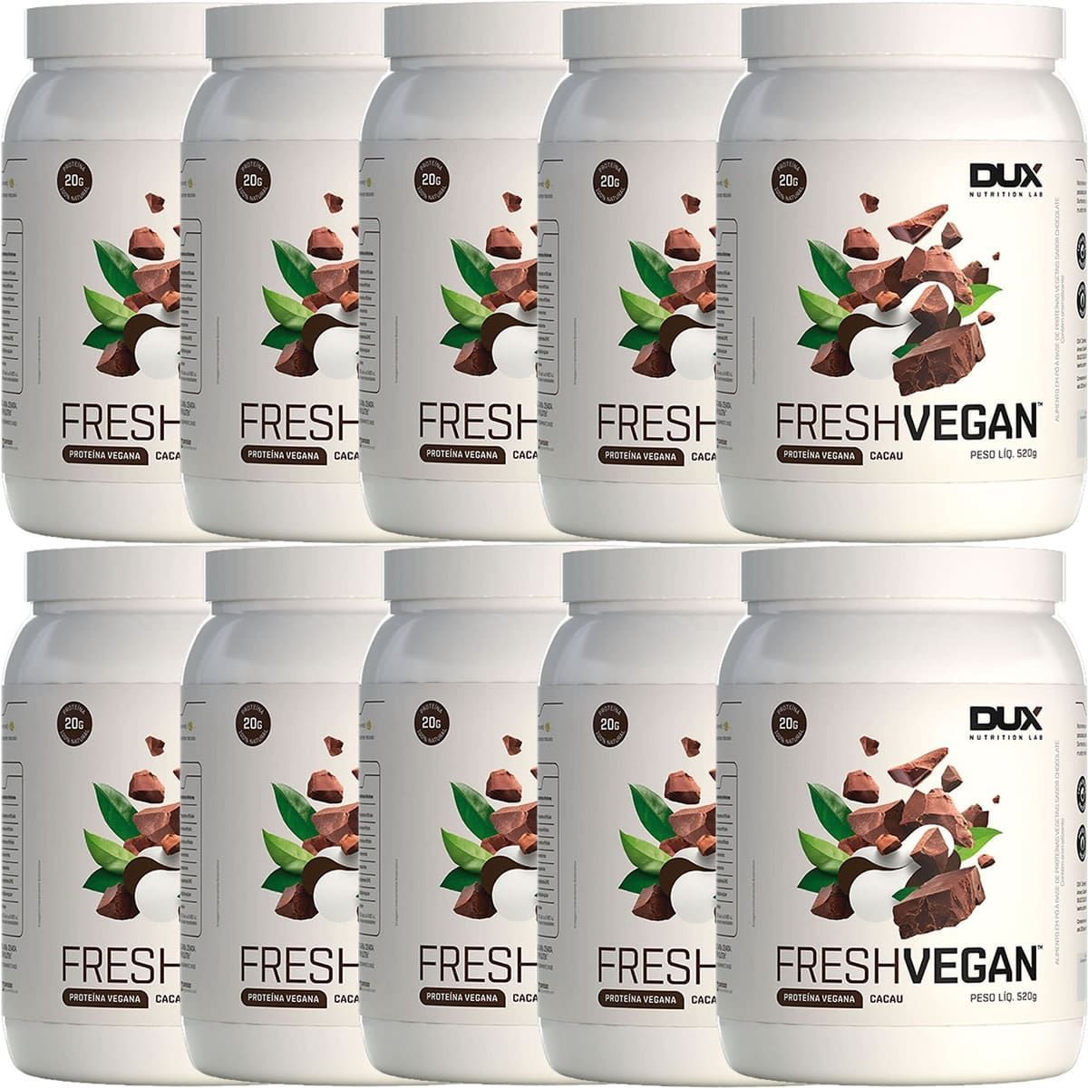Kit 10X Fresh Vegan - 520g Cacau - Dux Nutrition
