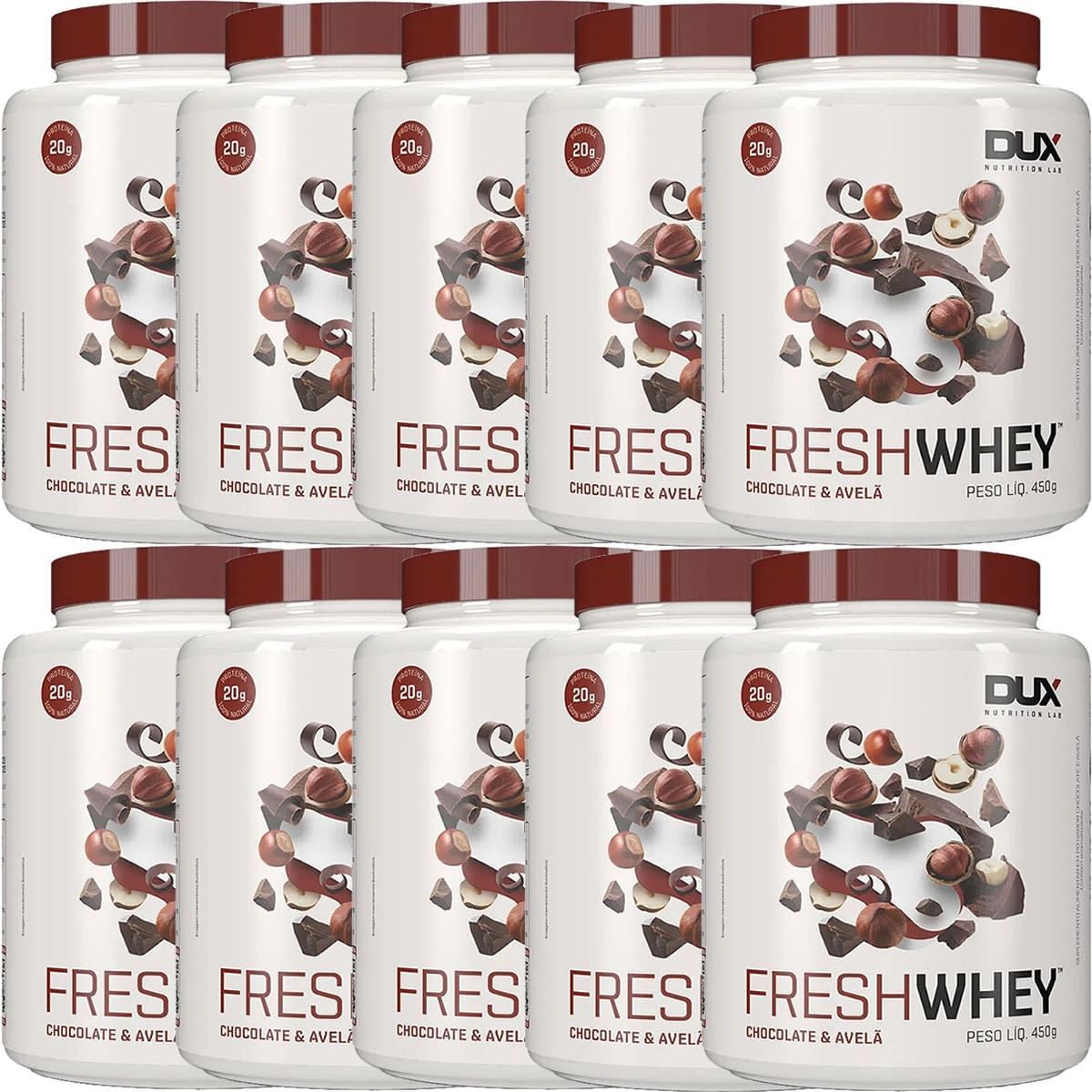 Kit 10X Fresh Whey - 450g Chocolate e Avel� - Dux Nutrition