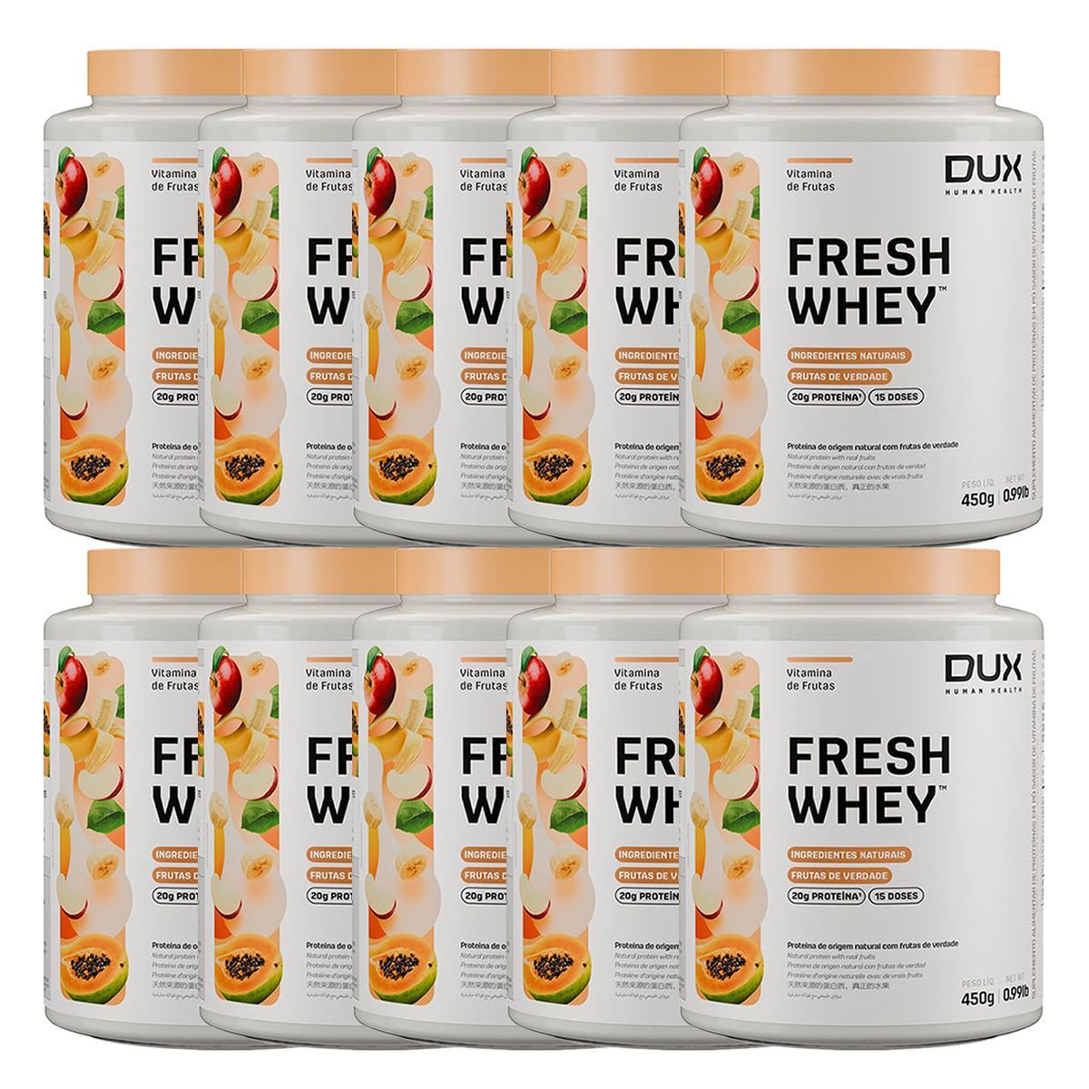 Kit 10X Fresh Whey - 450g  Vitamina de Frutas - Dux Nutrition