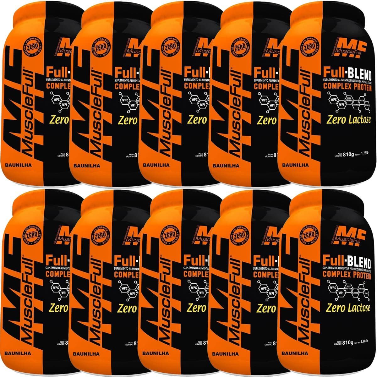 Kit 10X Full Blend Complex Protein Zero Lactose - 810g Baunilha - Muscle Full