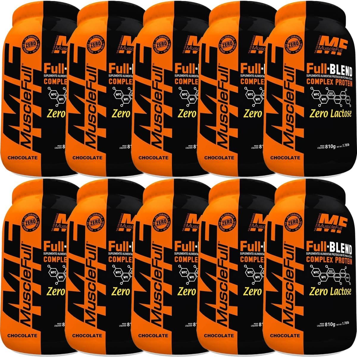Kit 10X Full Blend Complex Protein Zero Lactose - 810g Chocolate - Muscle Full