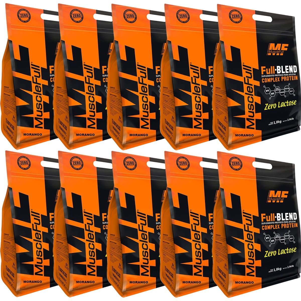 Kit 10X Full Blend Zero Lactose - 1800g Morango - Muscle Full