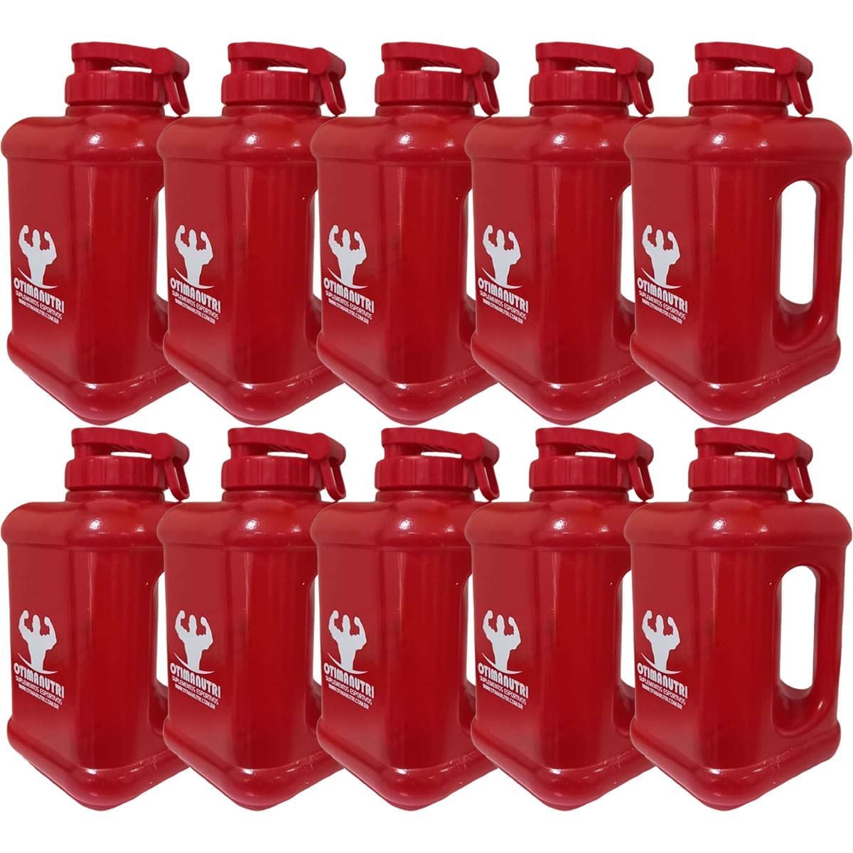 Kit 10X Gal�o Quadrado - 1600ml Vermelho - OtimaNutri