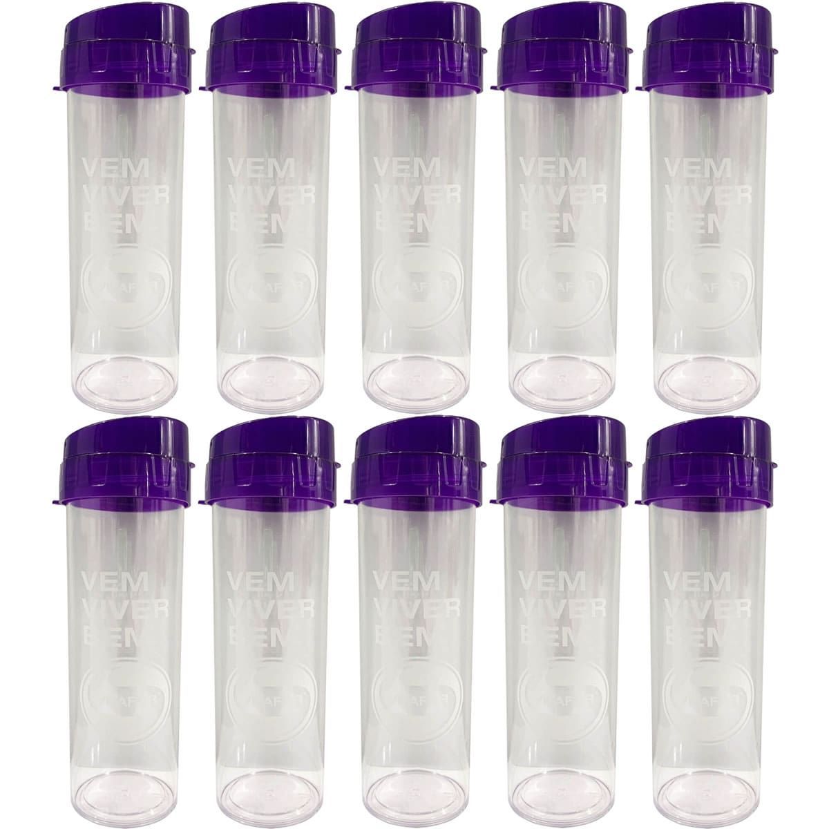 Kit 10X Garrafa Aquabio - 400ml Roxo - Vitafor