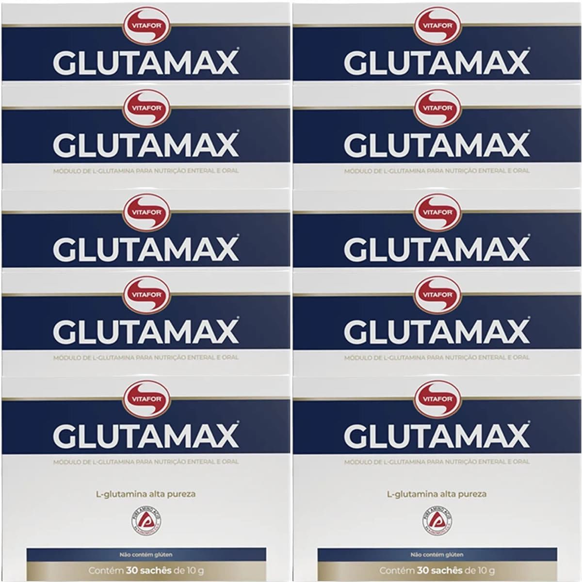 Kit 10X Glutamax - 30 Sach�s 10g - Vitafor