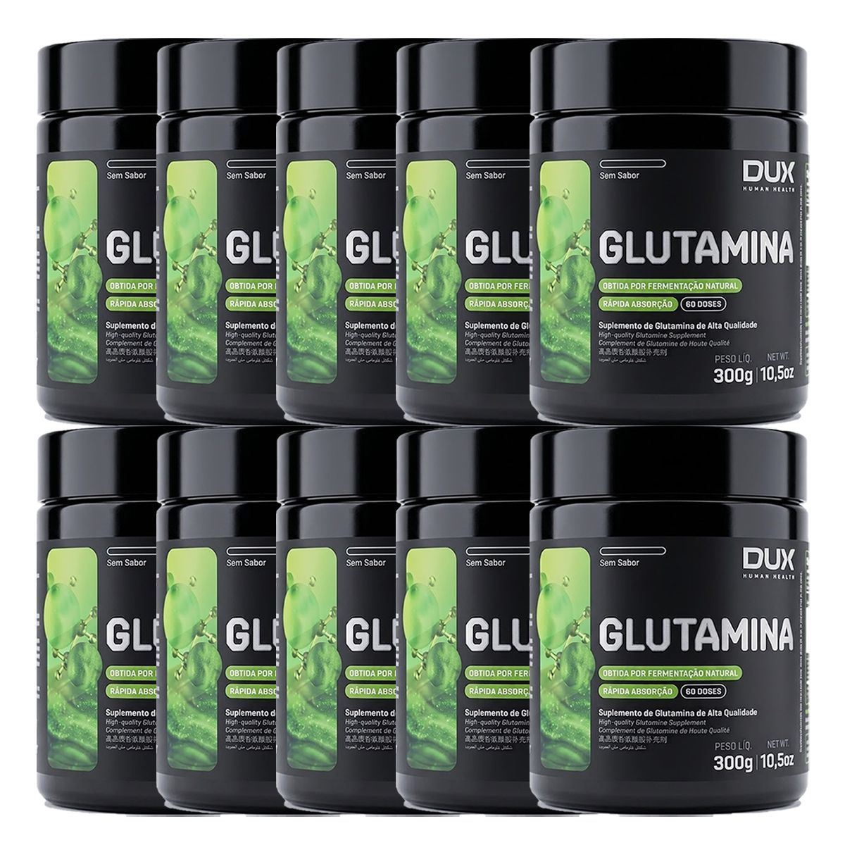 Kit 10X Glutamina - 300g Sabor Natural - Dux Nutrition