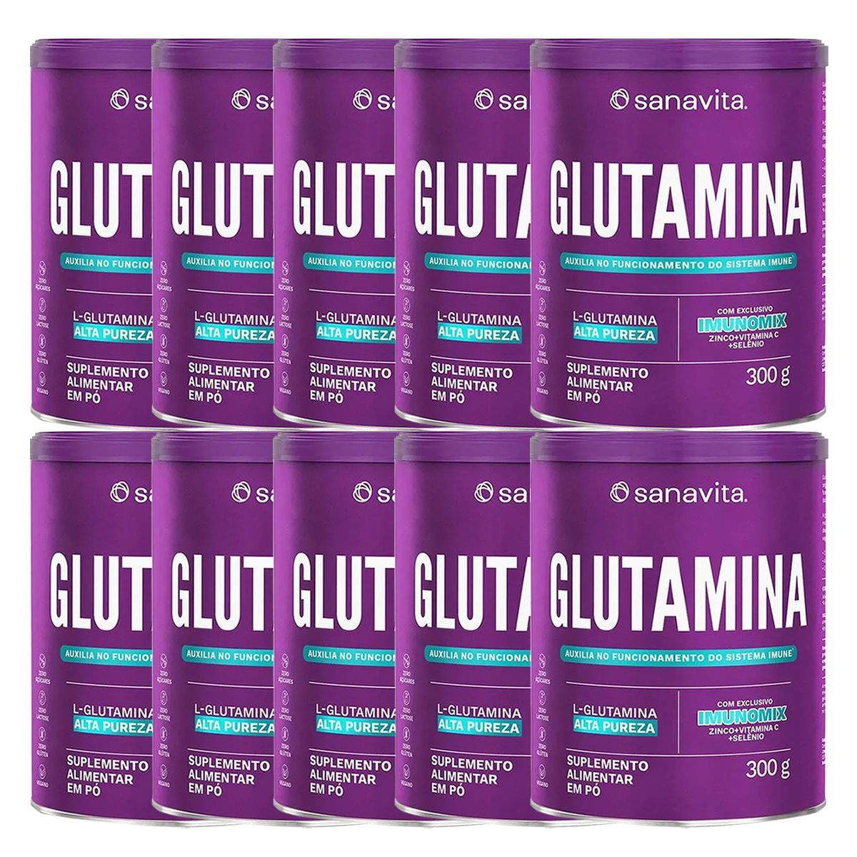 Kit 10X Glutamina - 300g - Sanavita
