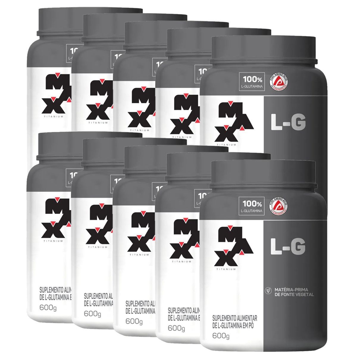 Kit 10X Glutamina L-G - 600g - Max Titanium