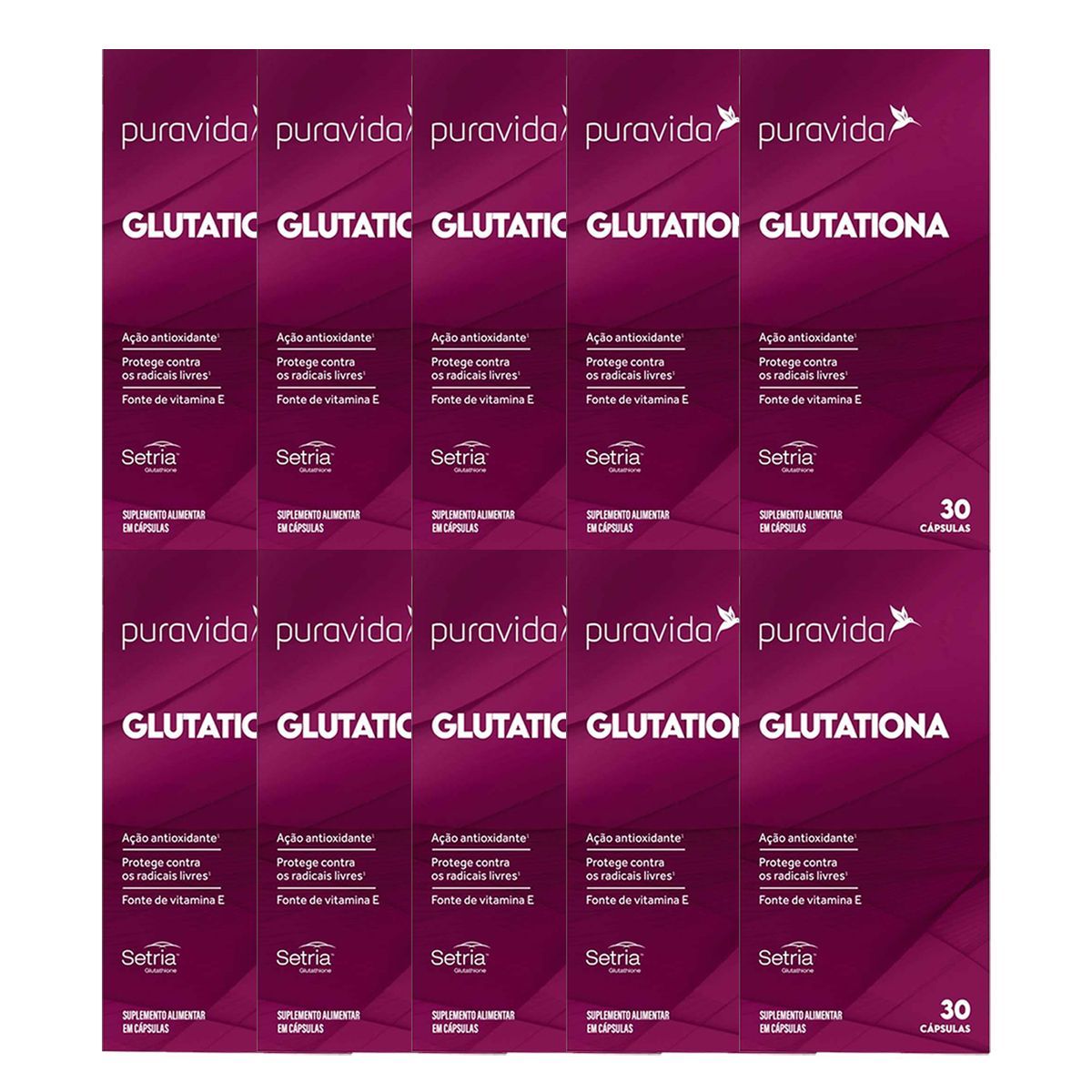 Kit 10X Glutationa - 30 C�psulas - Puravida