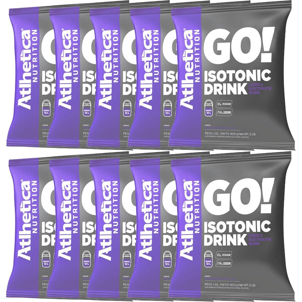 Kit 10X Go Isotonic Drink - 900g Refil Guaran� com A�a� - Atlhetica Nutrition