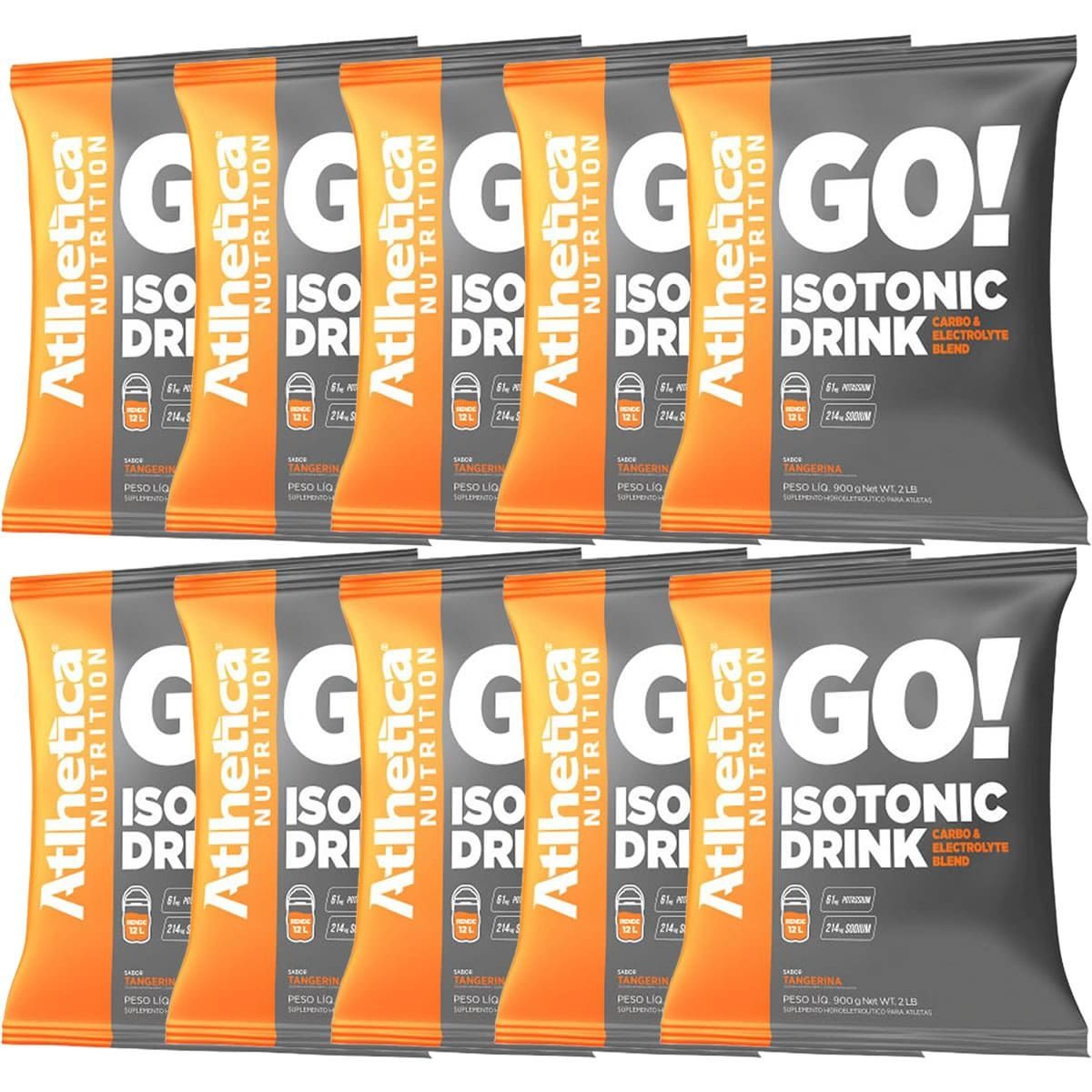 Kit 10X Go Isotonic Drink - 900g Refil Tangerina - Atlhetica Nutrition