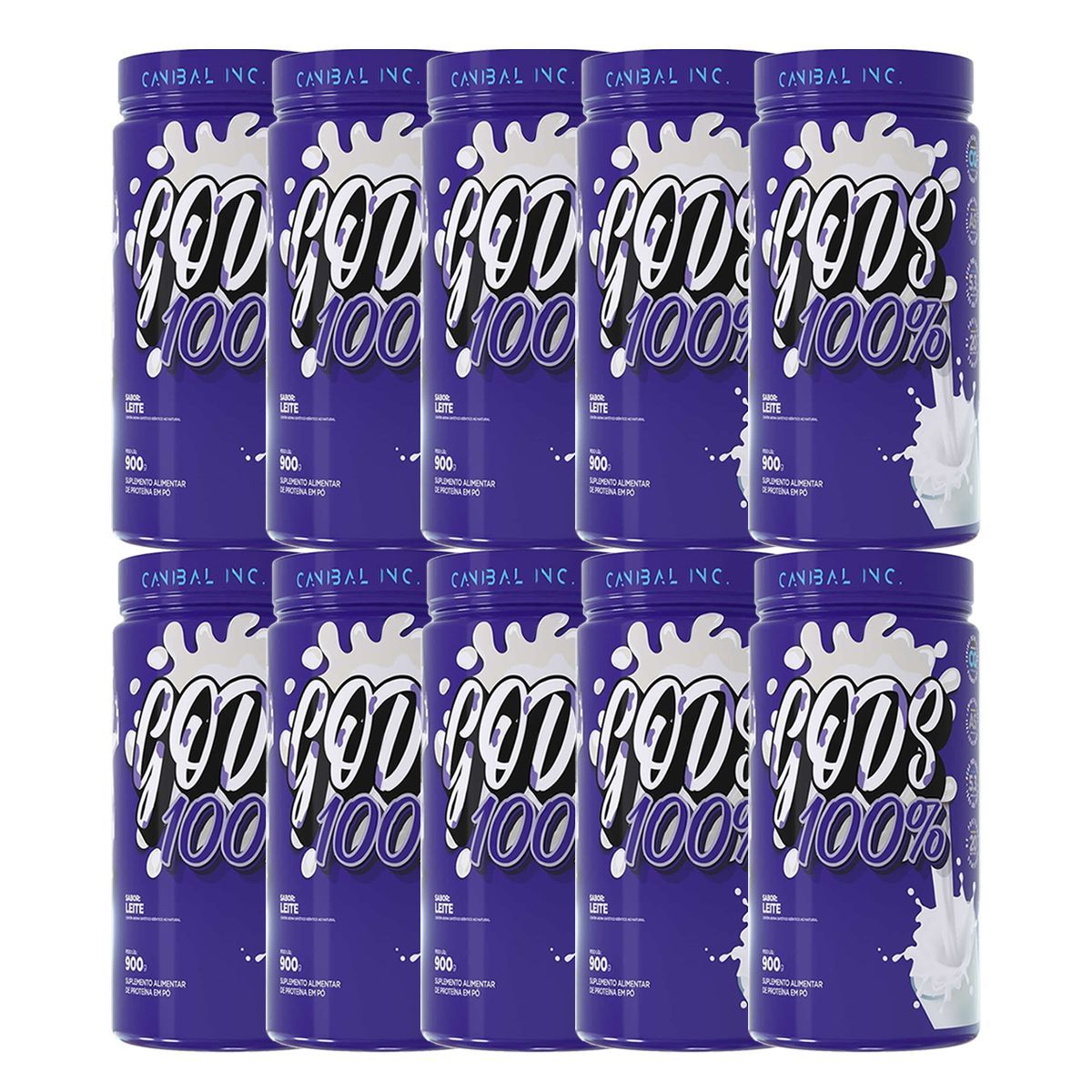 Kit 10X Gods Whey 100% - 900g Leite - Canibal