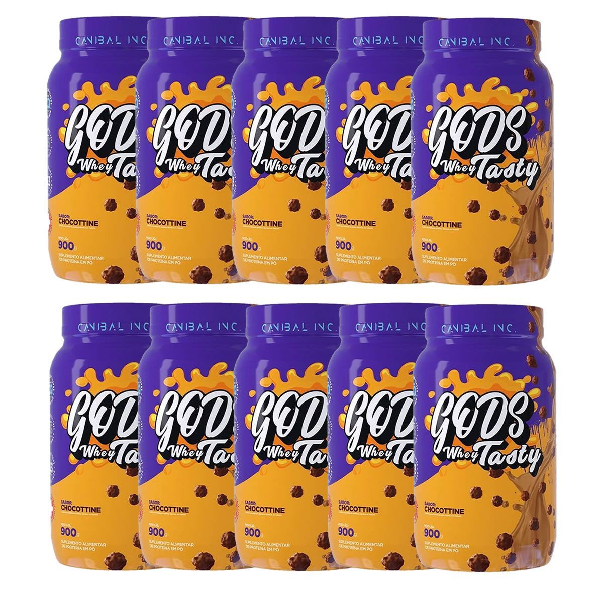 Kit 10X Gods Whey Tasty - 900g Chocottine - Canibal