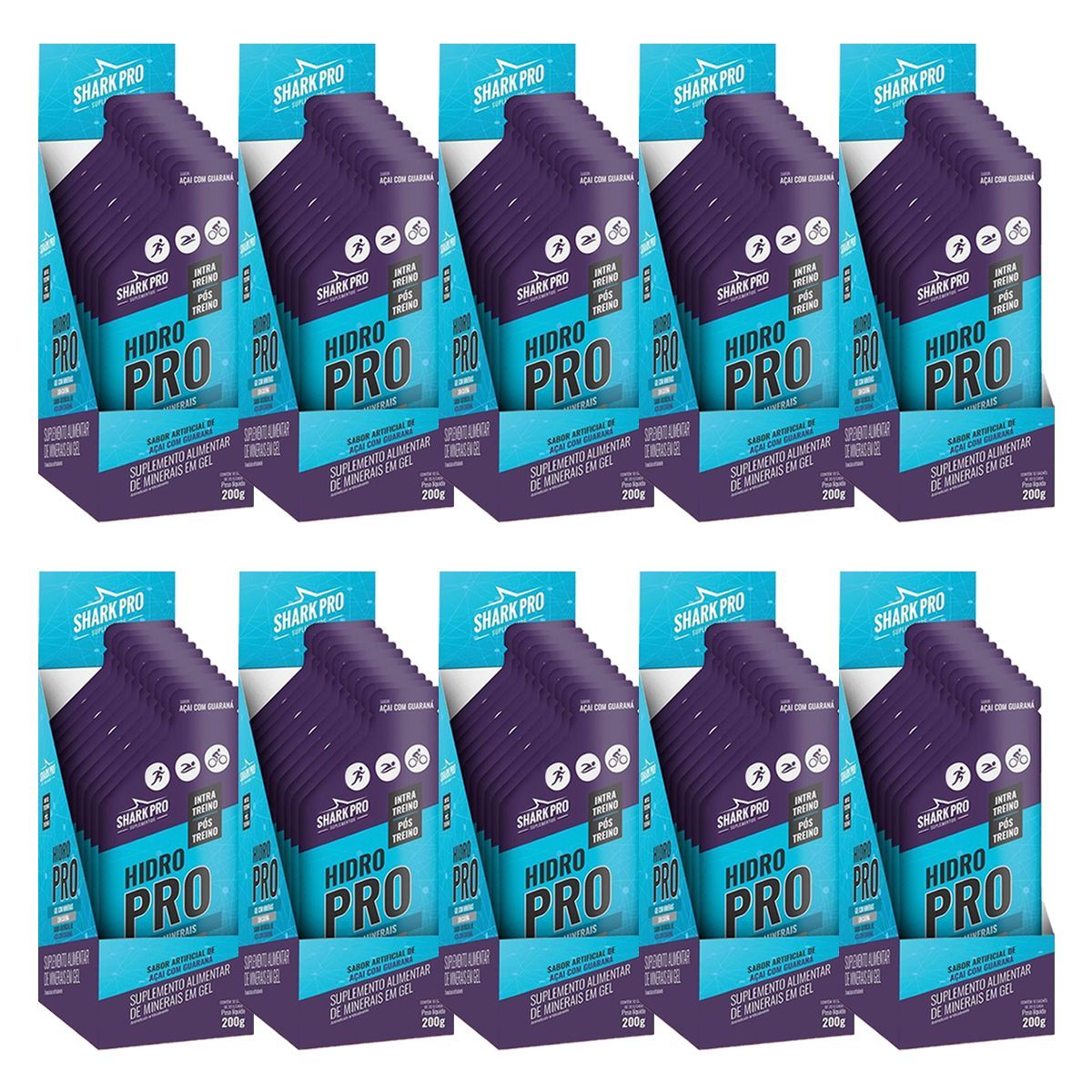 Kit 10X Hidro Pro - 10 Sach�s 20g A�a� com Guaran� - Shark Pro