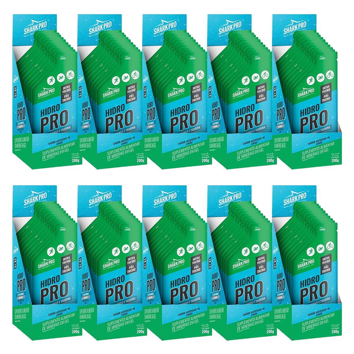 Kit 10X Hidro Pro - 10 Sach�s 20g Lim�o - Shark Pro