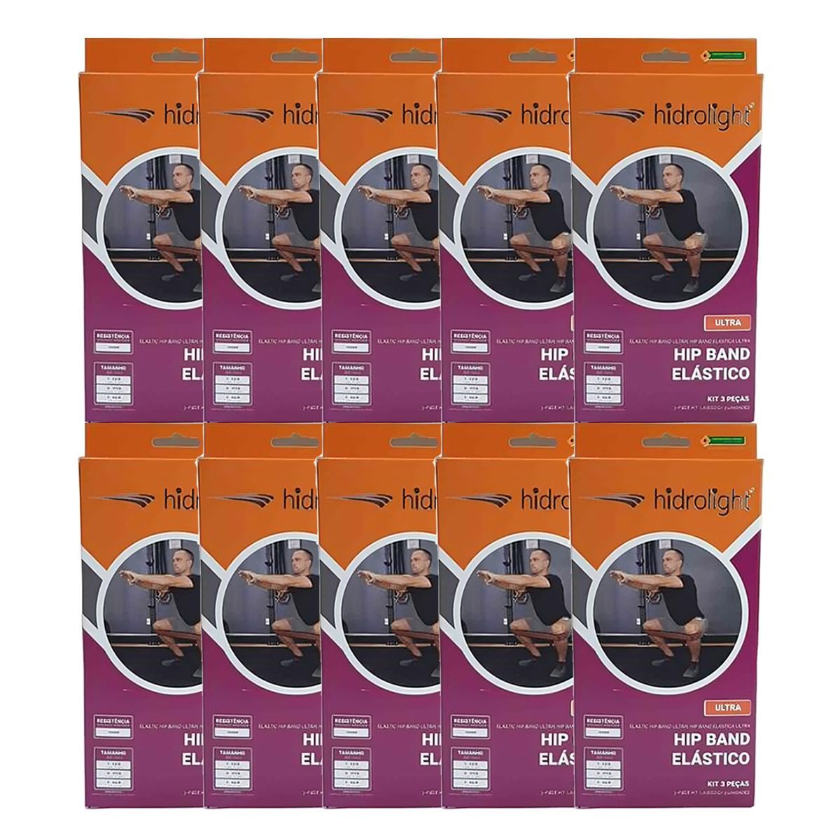 Kit 10X Hip Band El�stico Ultra - Kit 3 Pe�as - Hidrolight