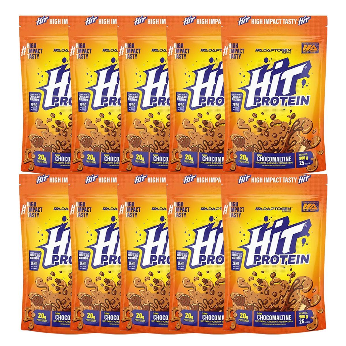 Kit 10X Hit Protein - 900g Refil Chocomaltine - Adaptogen