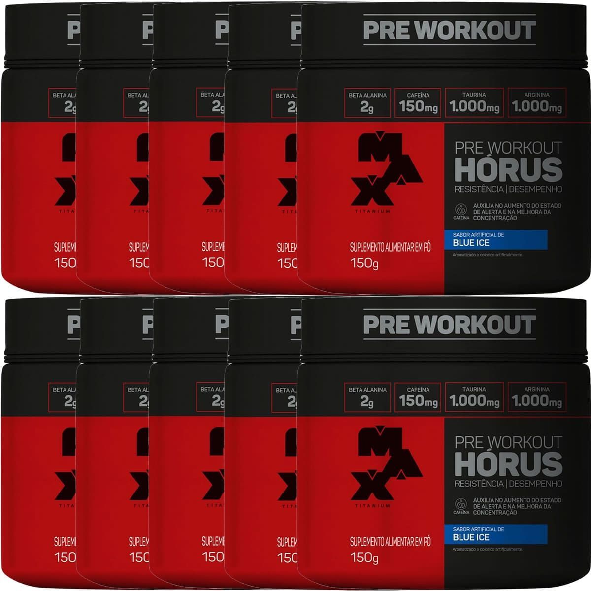 Kit 10X H�rus Pre Workout - 150g Blue Ice - Max Titanium