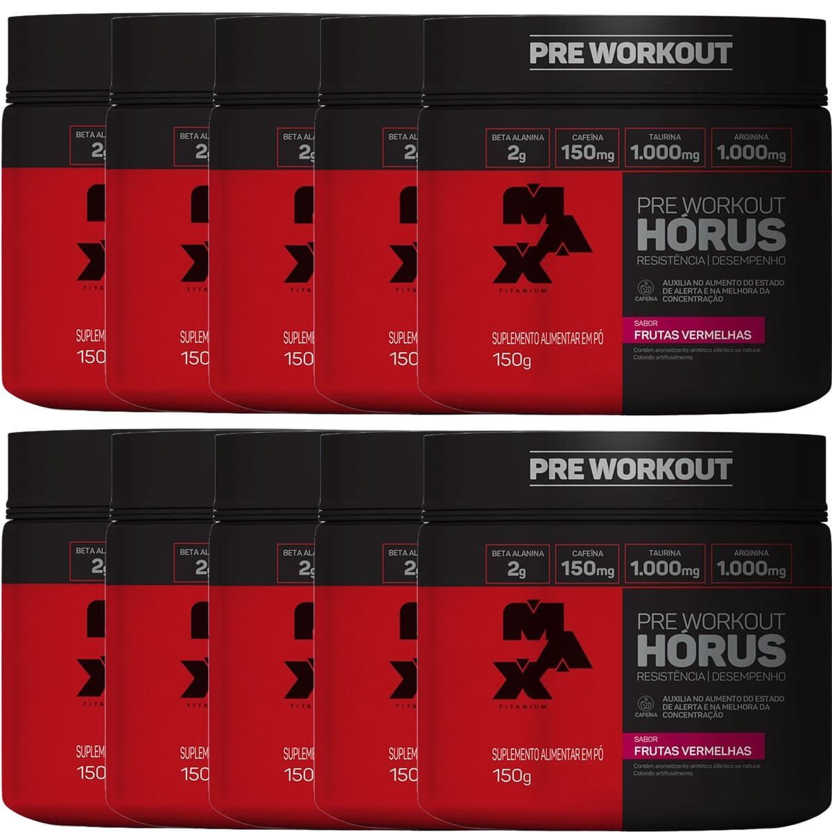 Kit 10X H�rus Pre Workout - 150g Frutas Vermelhas - Max Titanium