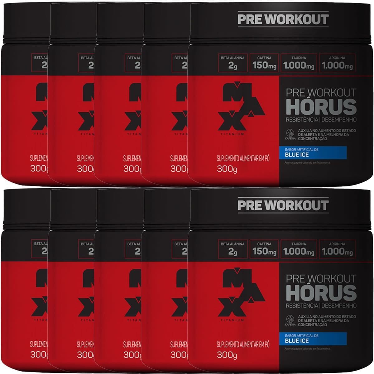 Kit 10X H�rus Pre Workout - 300g Blue Ice - Max Titanium