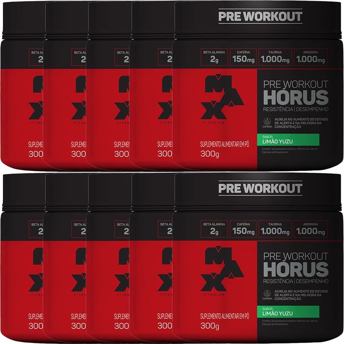 Kit 10X H�rus Pre Workout - 300g Lim�o Yuzu - Max Titanium