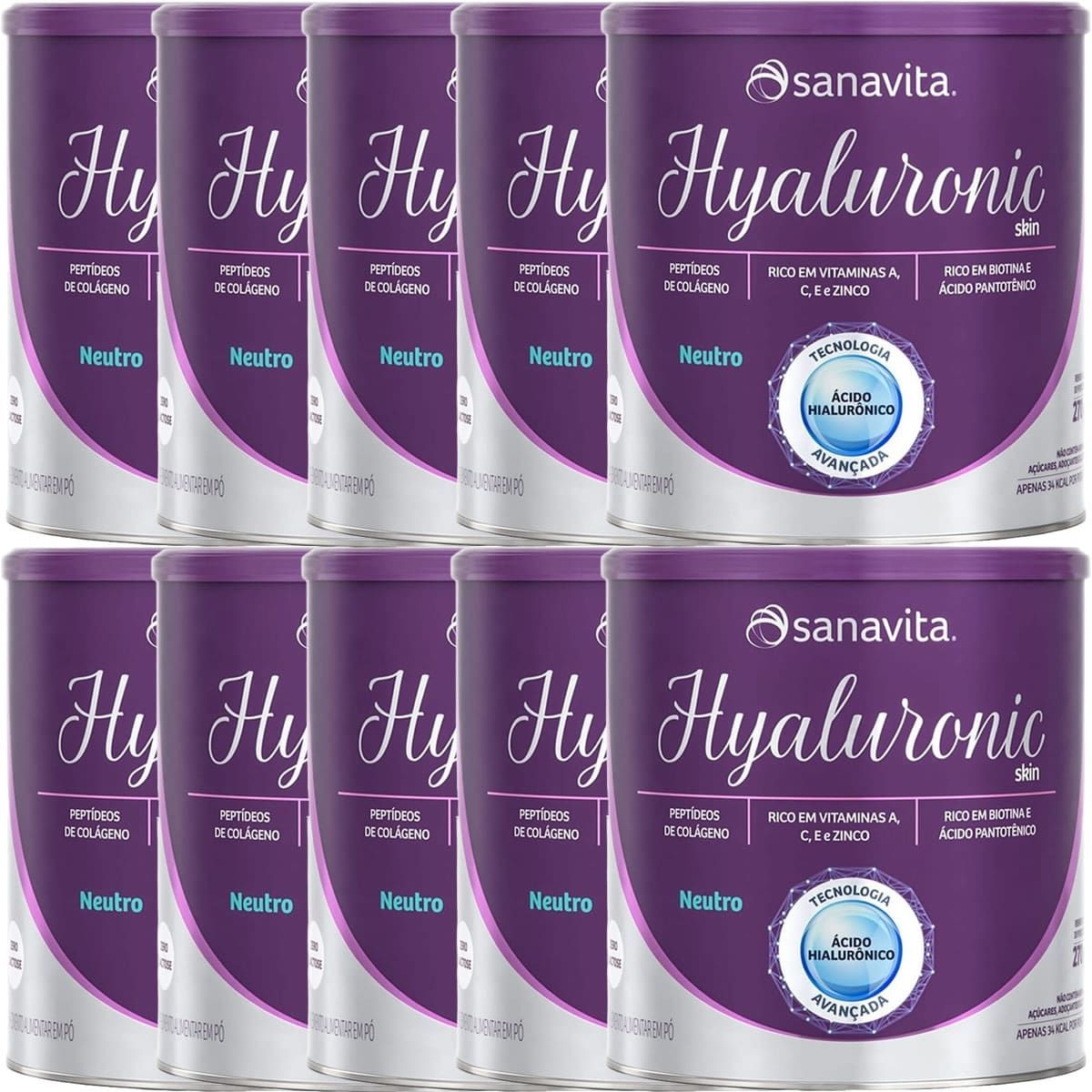 Kit 10X Hyaluronic Skin - 270g Neutro - Sanavita