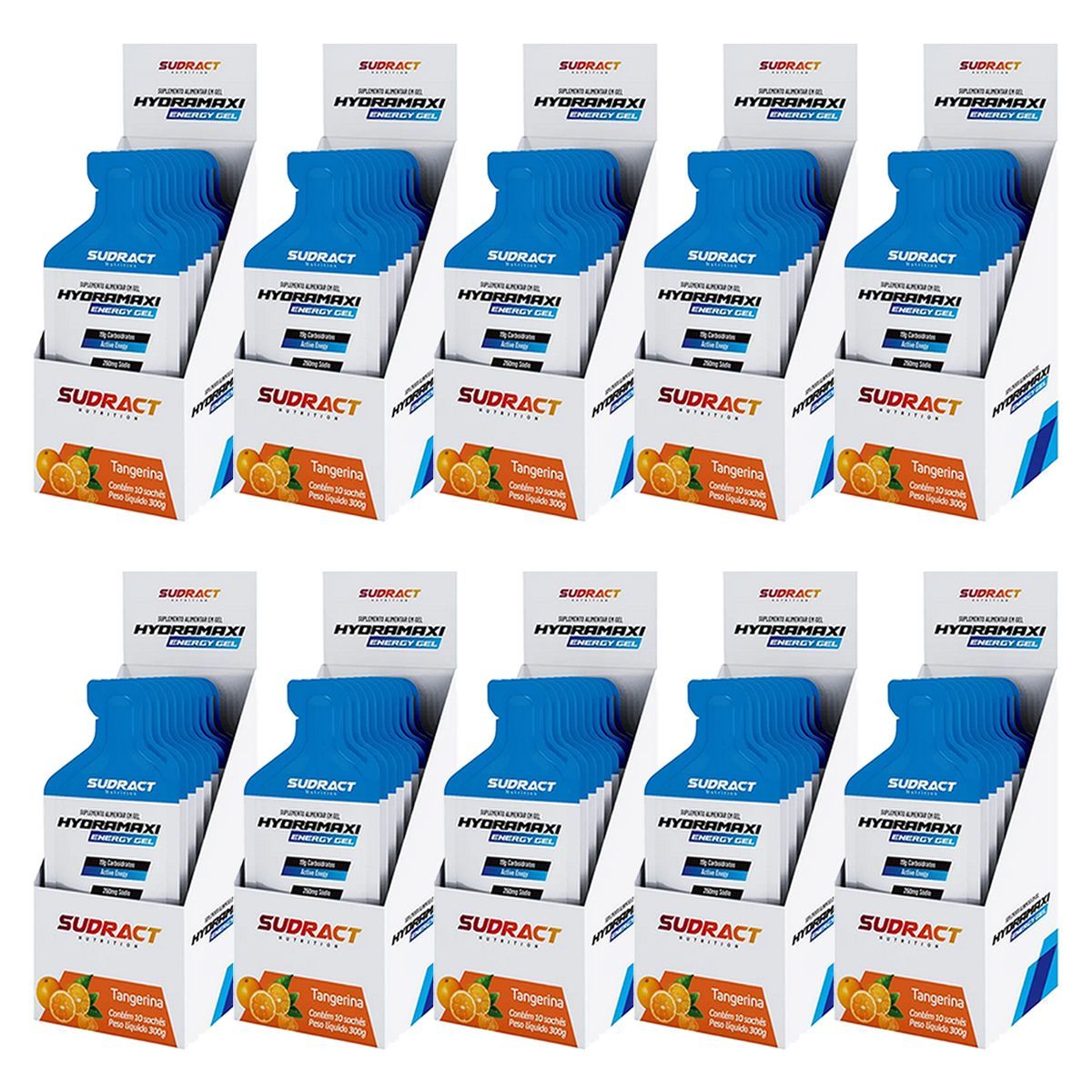 Kit 10X Hydramaxi Energy Gel - 10 Sach�s 30g Tangerina - Sudract Nutrition