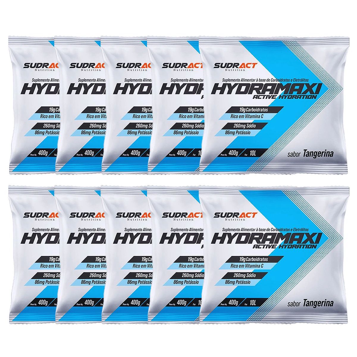 Kit 10X Hydramaxi Isot�nico em P� - 400g Refil Tangerina - Sudract Nutrition