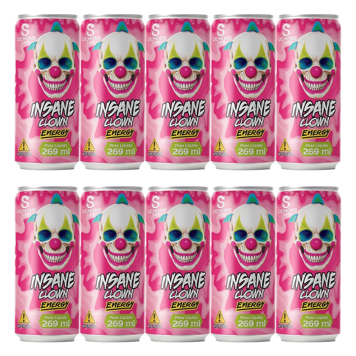 Kit 10X Insane Clown Energy - Lata 269ml Pink Lemon - Demons Lab