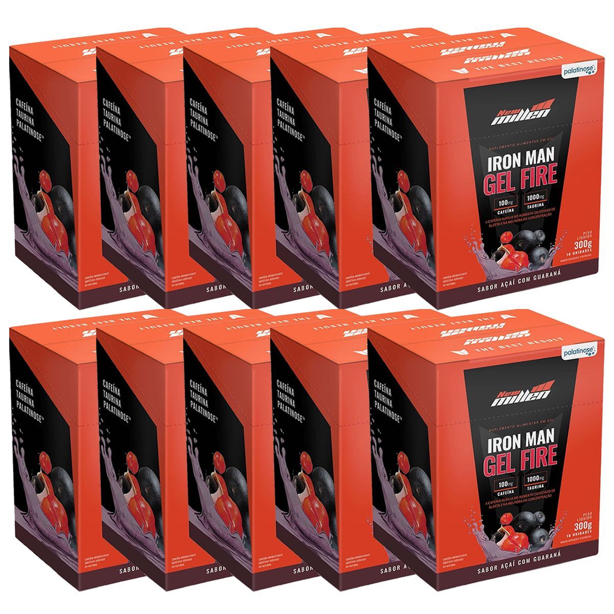 Kit 10X Iron Man Gel Fire - 10 Sach�s 30g A�a� com Guaran� - New Millen
