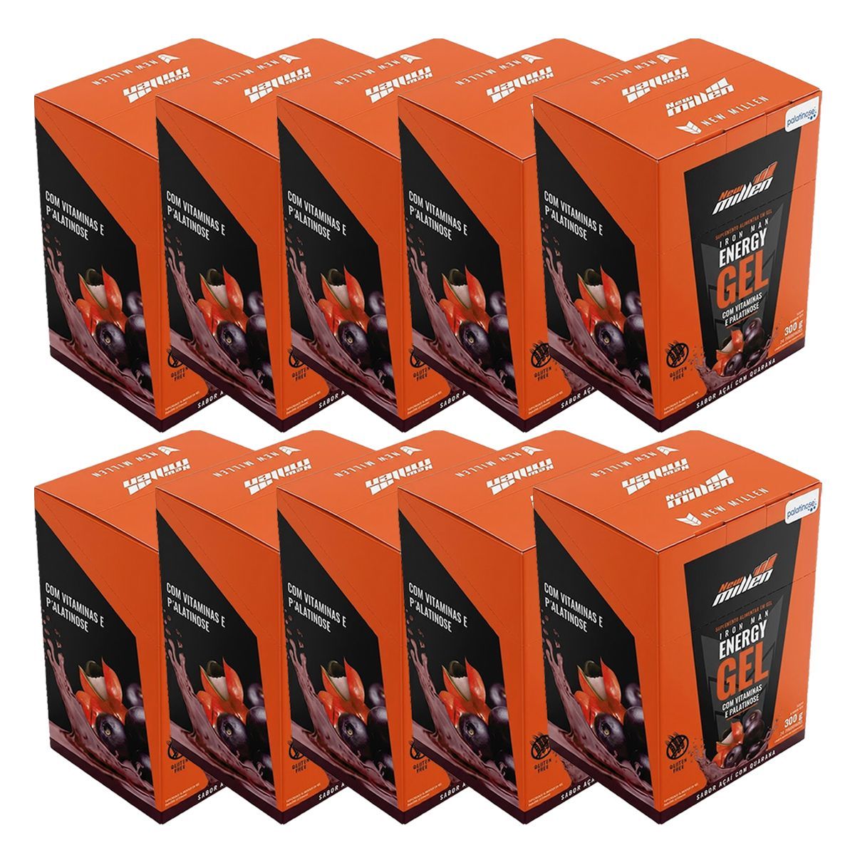 Kit 10X Iron Man Instant Energy Gel - 10 Unidades 30g A�ai c/Guaran� - New Millen