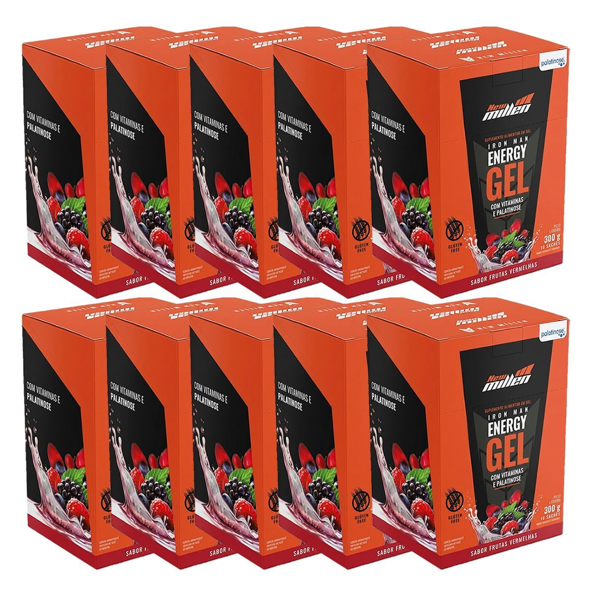 Kit 10X Iron Man Instant Energy Gel - 10 Unidades 30g Frutas Vermelhas - New Millen