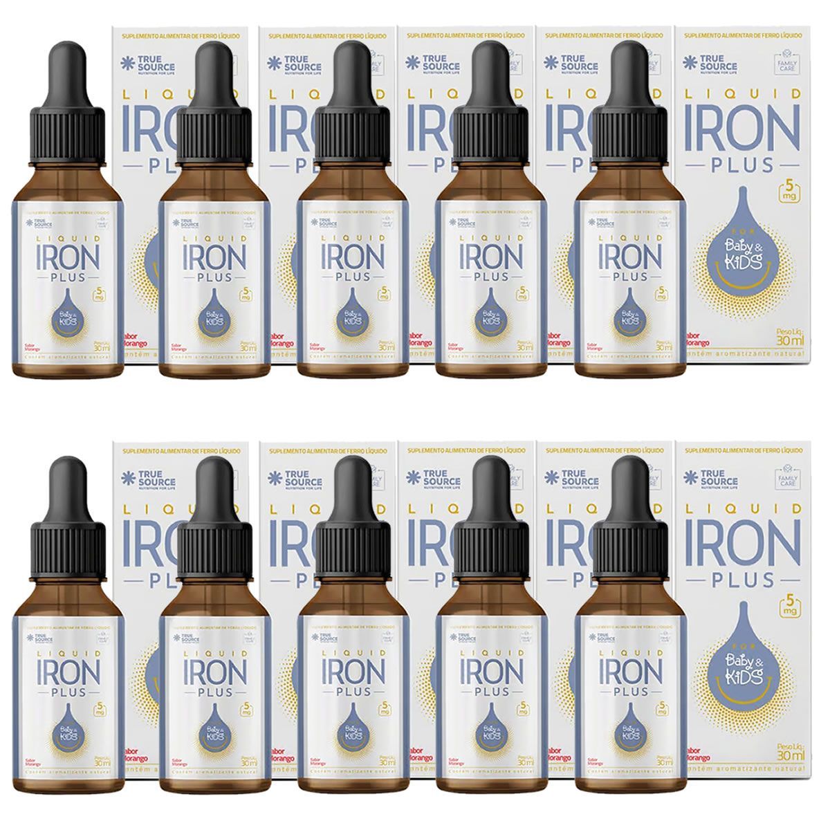 Kit 10X Iron Plus Liquid - 30ml Morango - True Source