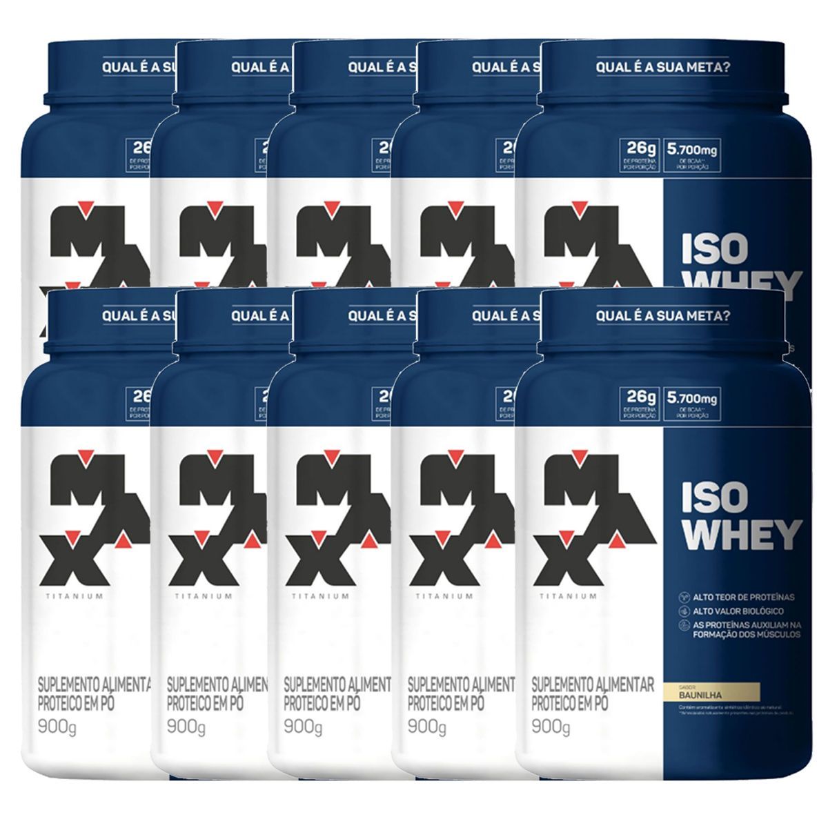Kit 10X Iso Whey - 900g Baunilha - Max Titanium