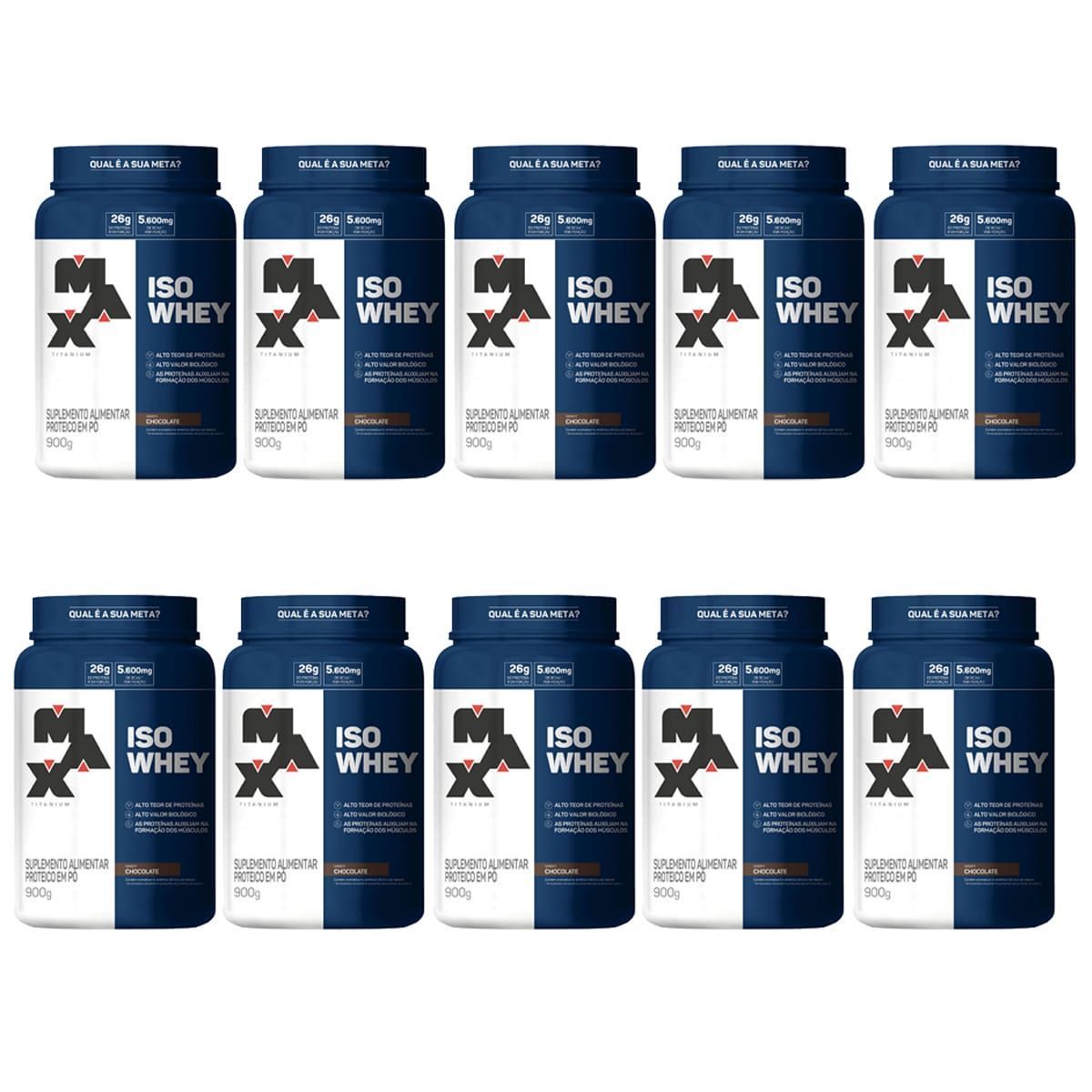Kit 10X Iso Whey - 900g Chocolate - Max Titanium
