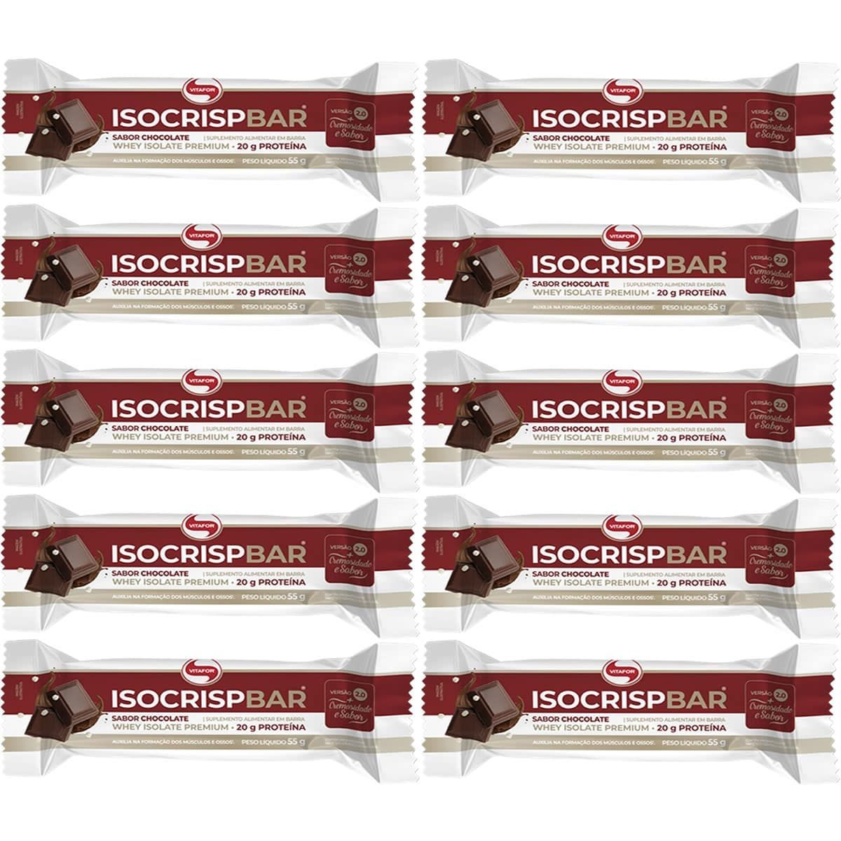 Kit 10X Isocrisp Bar - 1 Unidade de 55g Chocolate - Vitafor