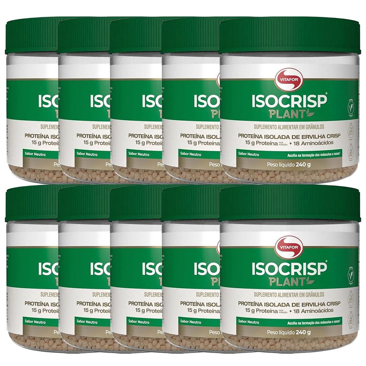 Kit 10X Isocrisp Plant - 240g Neutro - Vitafor