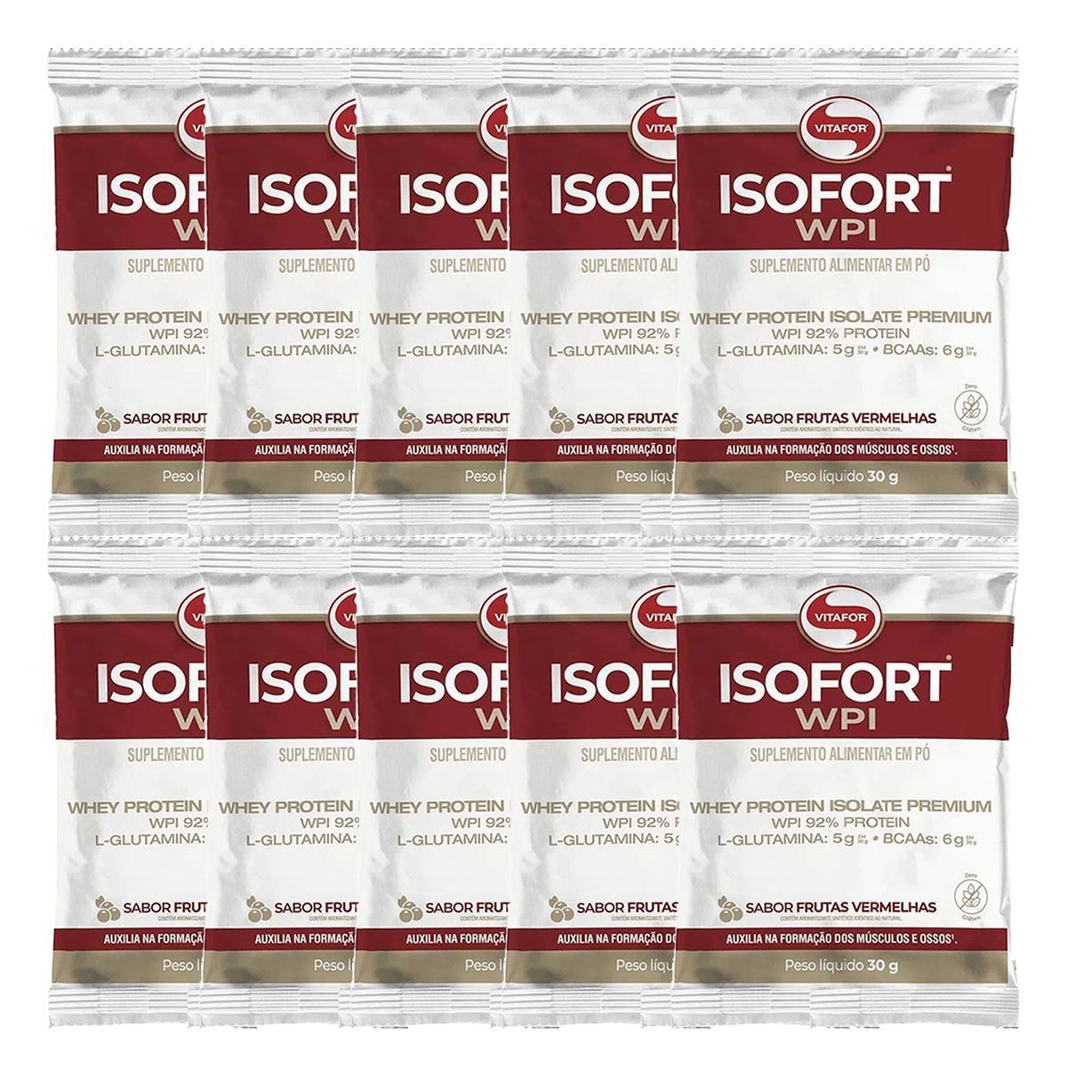 Kit 10X Isofort - 1 Sach� 30g Frutas Vermelhas - Vitafor