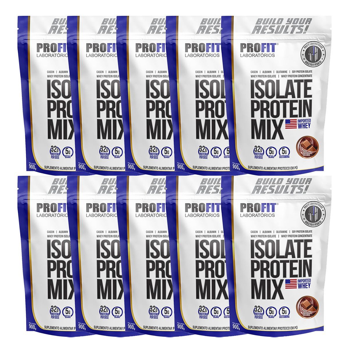 Kit 10X Isolate Protein Mix - 900g Refil Chocolate Ao Leite - ProFit