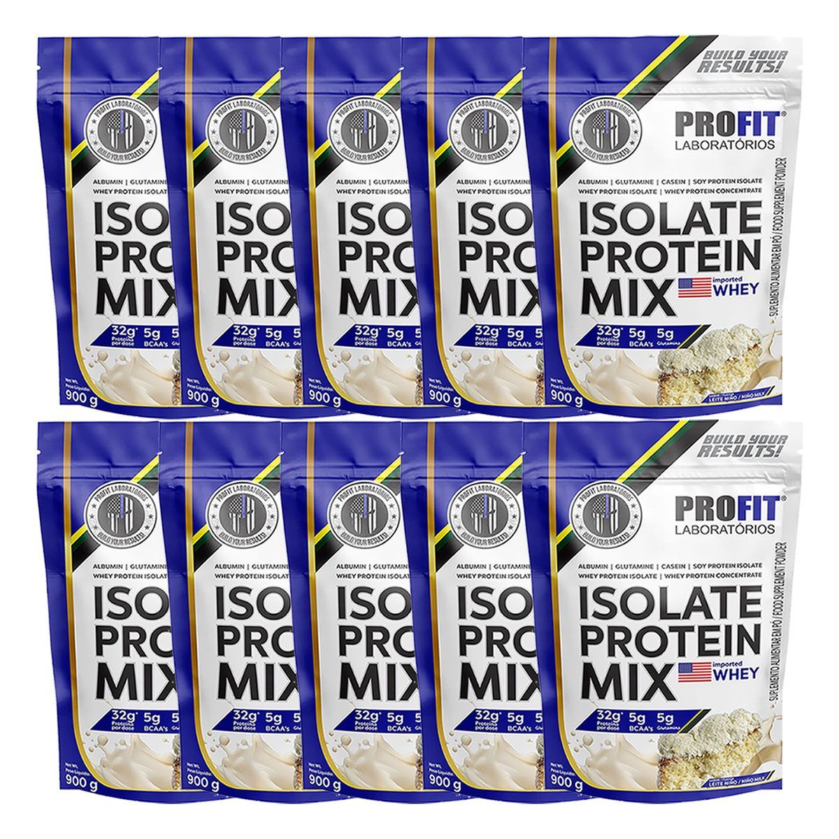 Kit 10X Isolate Protein Mix - 900g Refil Leite Nino - ProFit