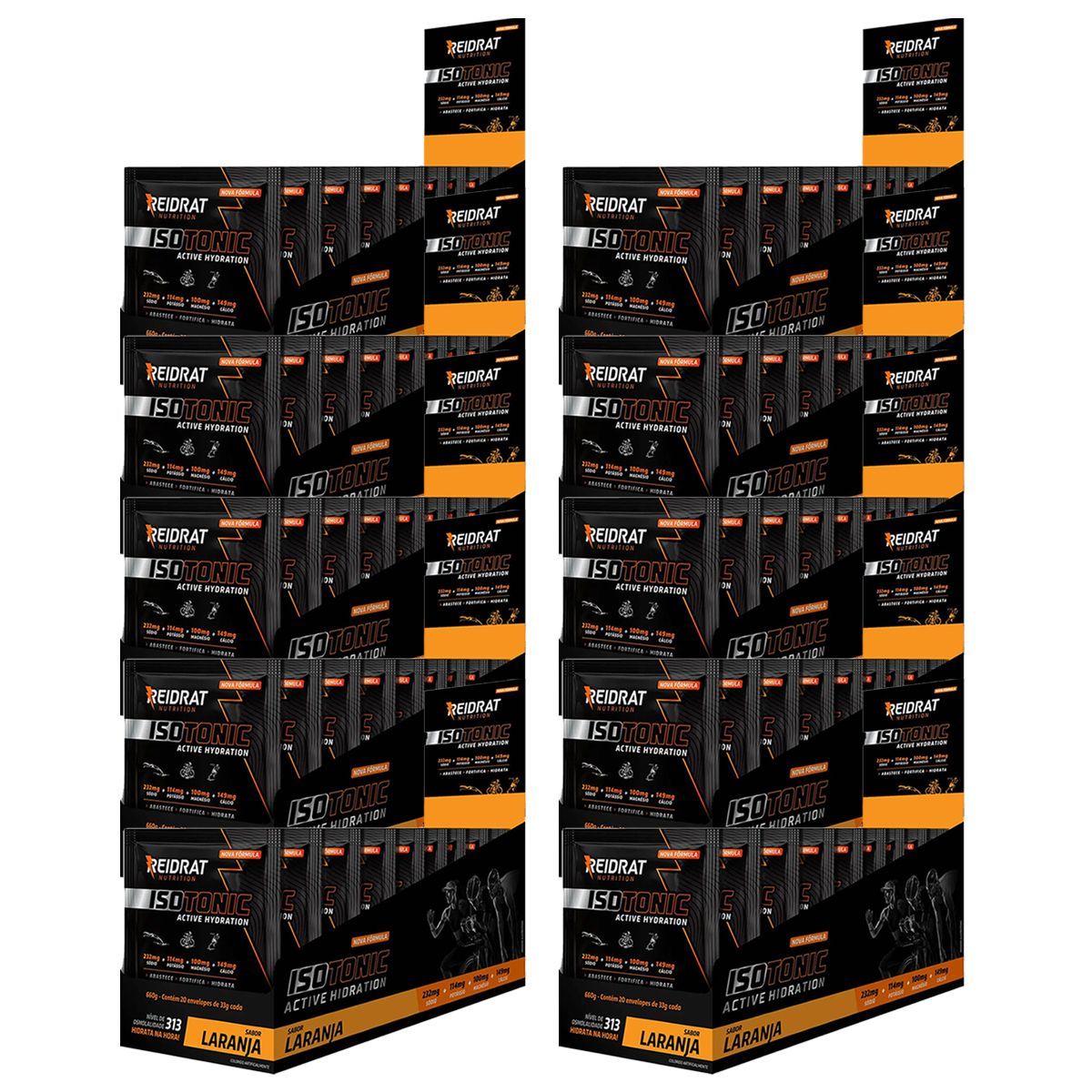 Kit 10X Isotonic Active Hydration - 20 Sach�s de 33g Laranja - Reidrat