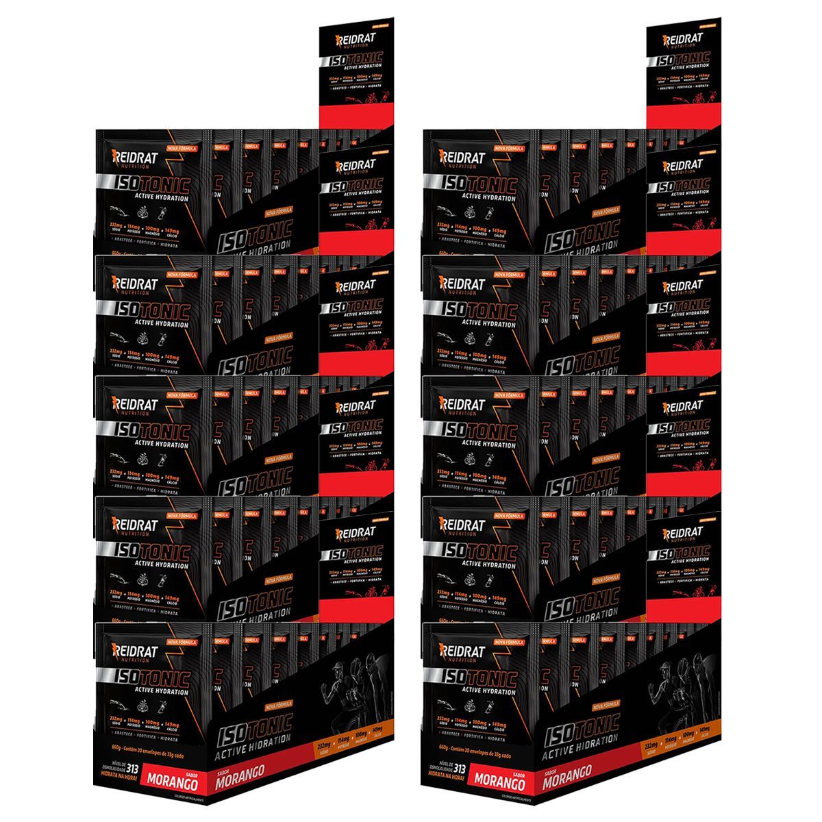 Kit 10X Isotonic Active Hydration - 20 Sach�s de 33g Morango - Reidrat