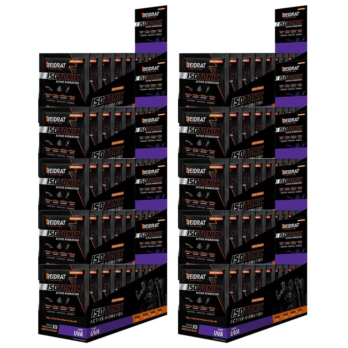Kit 10X Isotonic Active Hydration - 20 Sach�s de 33g Uva - Reidrat