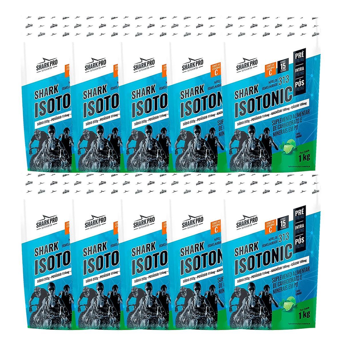 Kit 10X Isotonico - 1000g Lim�o - Shark Pro