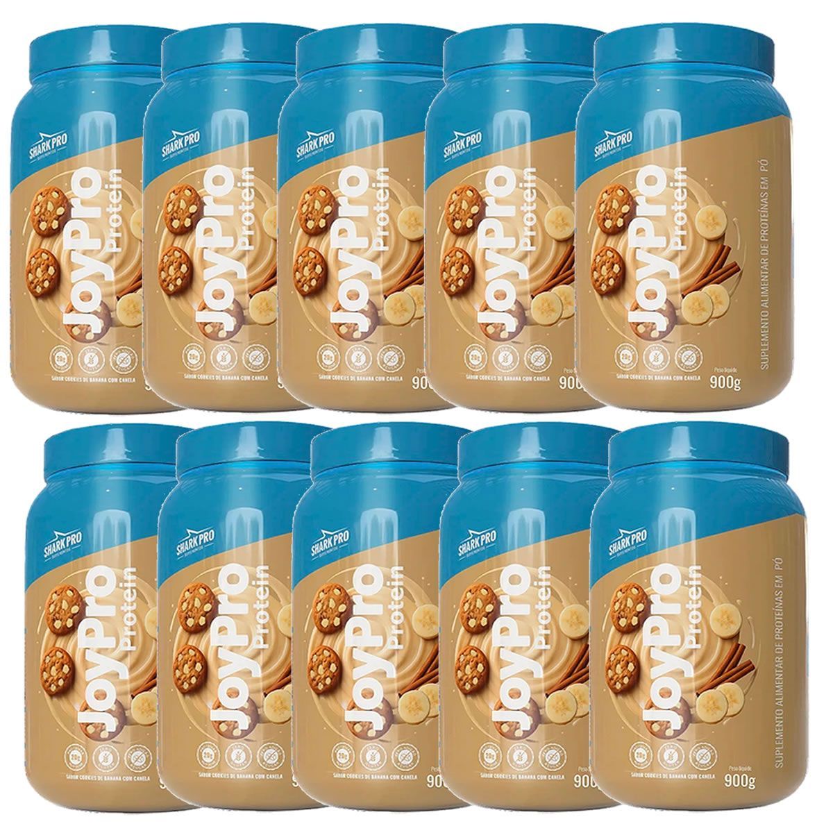 Kit 10X JoyPro Protein - 900g Cookies de Banana com Canela - Shark Pro