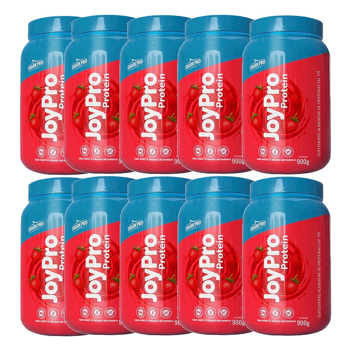 Kit 10X JoyPro Protein - 900g - Iogurte de Morango com Framboesa - Shark Pro
