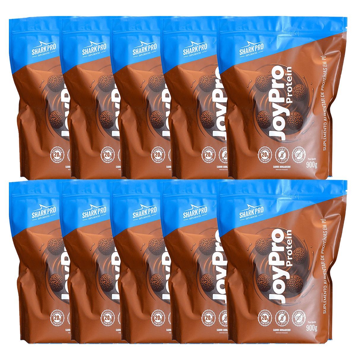 Kit 10X JoyPro Protein - Refil 900g Brigadeiro - Shark Pro
