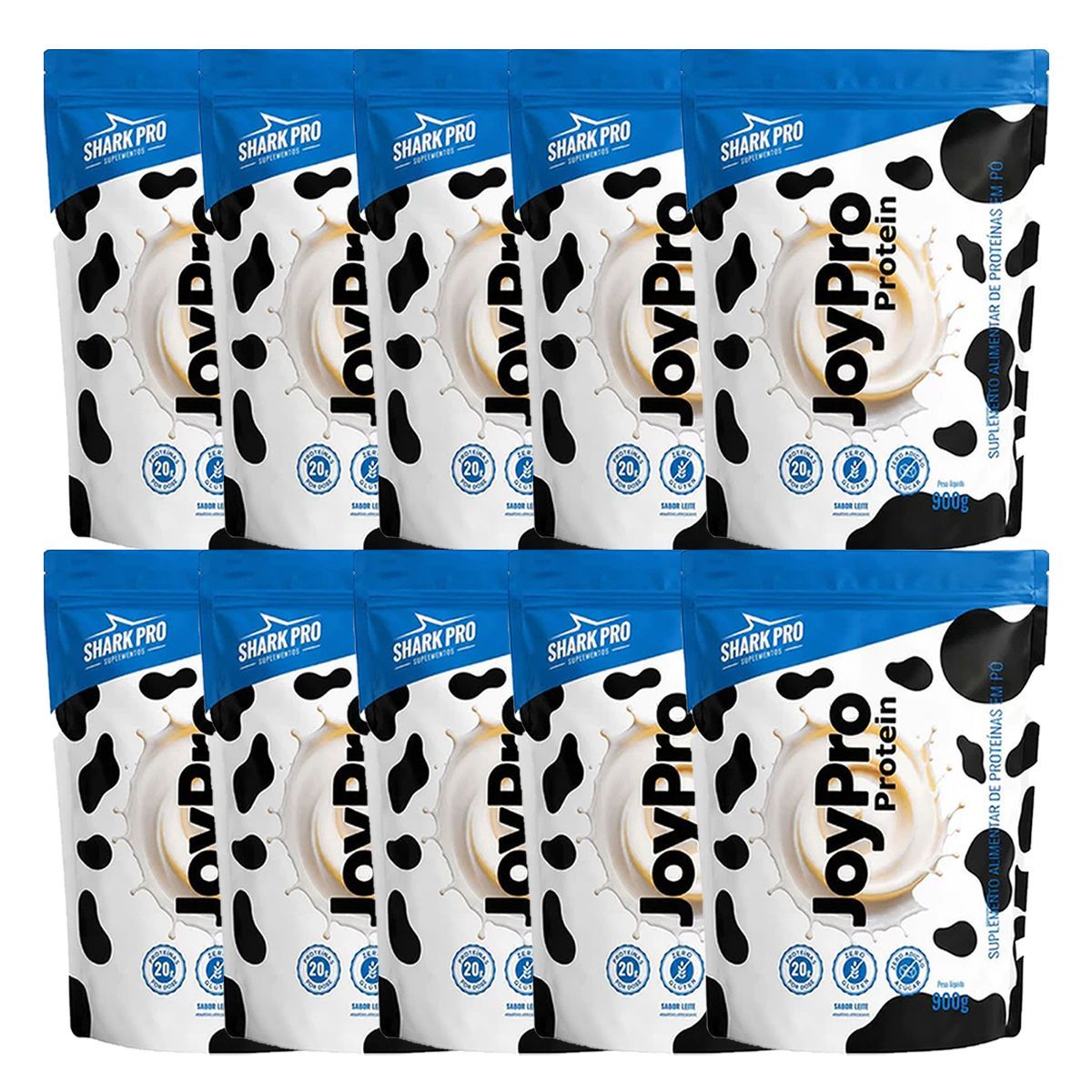 Kit 10X Joypro Protein - Refil 900g Leite - Shark Pro