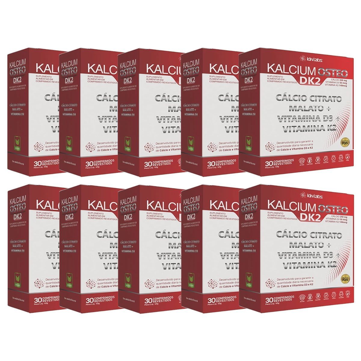 Kit 10X Kalcium Osteo Dk2 - 30 Comprimidos - IDN Labs