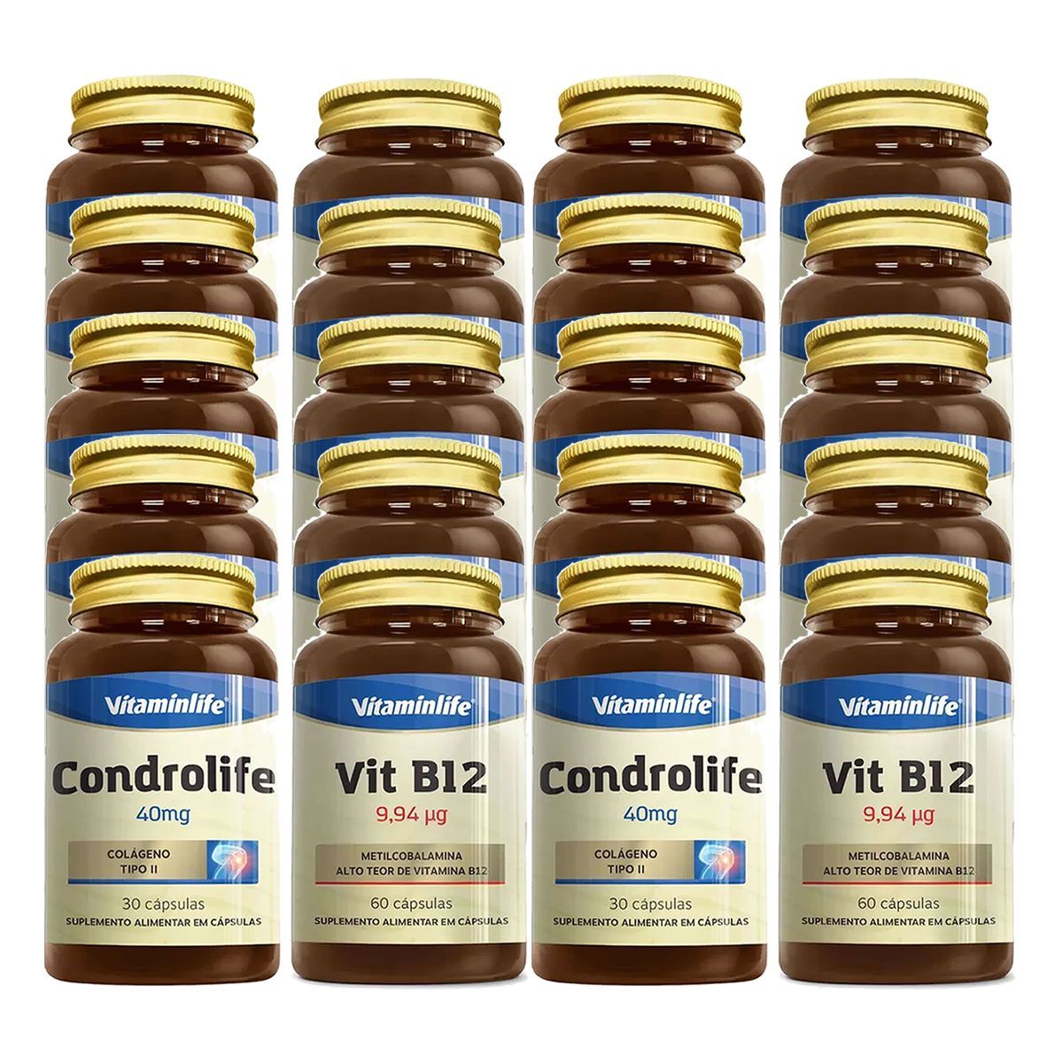 Kit 10X Kit Condrolife 30 C�psulas + Vit B12 60 C�psulas - Vitaminlife